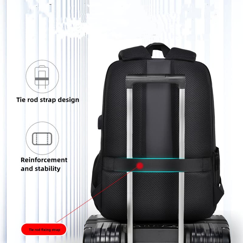 Blue Business Casual Multi-layer Large Capacity Backpack Tie Rod Strap Design