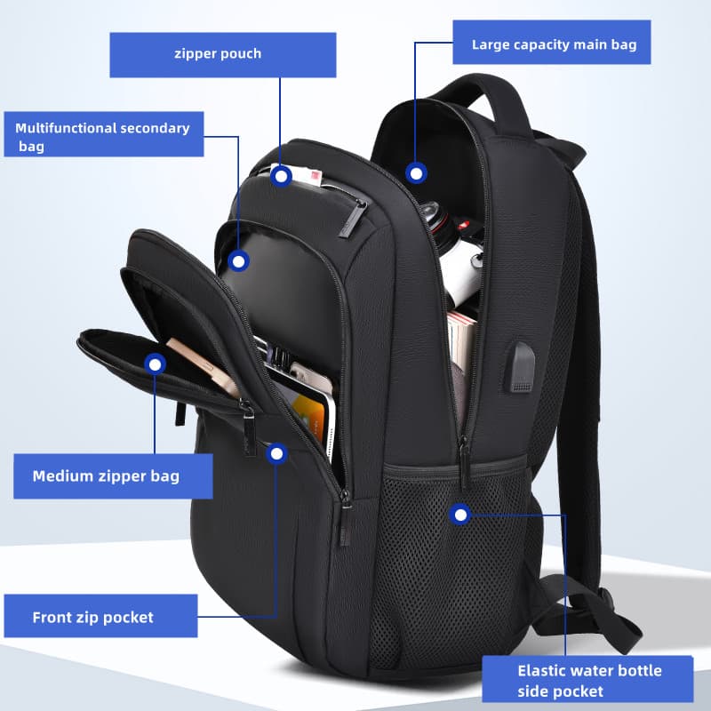 Business Casual Multi-layer Large Capacity Backpack Multiple Pocket Display