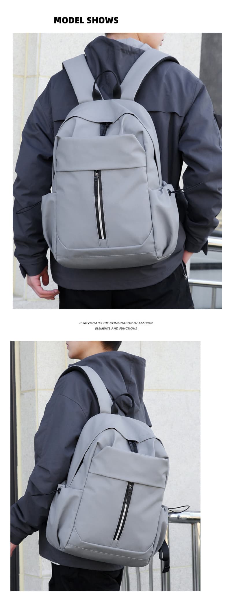 6002 Men's Waterproof Laptop Backpack Model Display