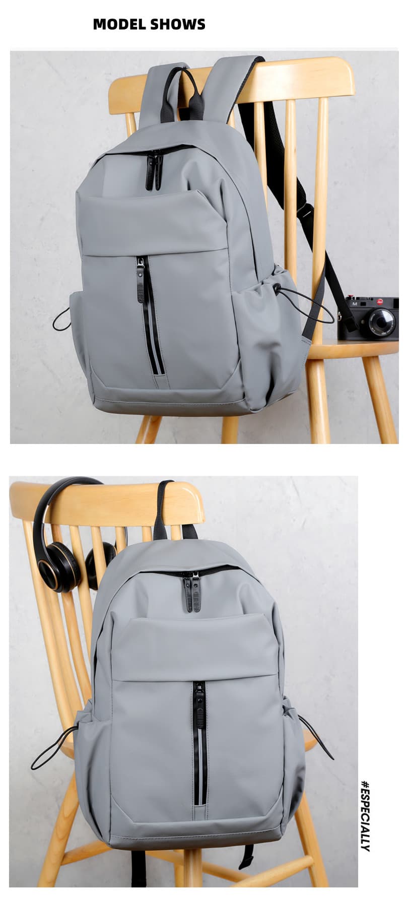 6002 Men's Waterproof Laptop Backpack Model Shows