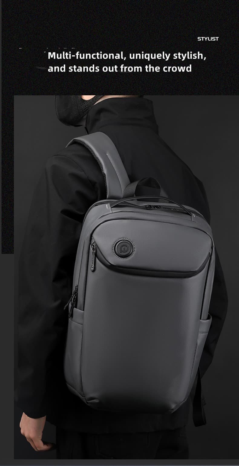 HS-1276 Grey Waterproof Business Laptop Backpack