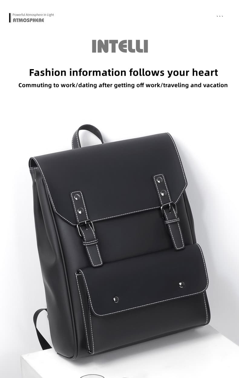 HTDS-S71778 Black Men's Leather Business Backpack