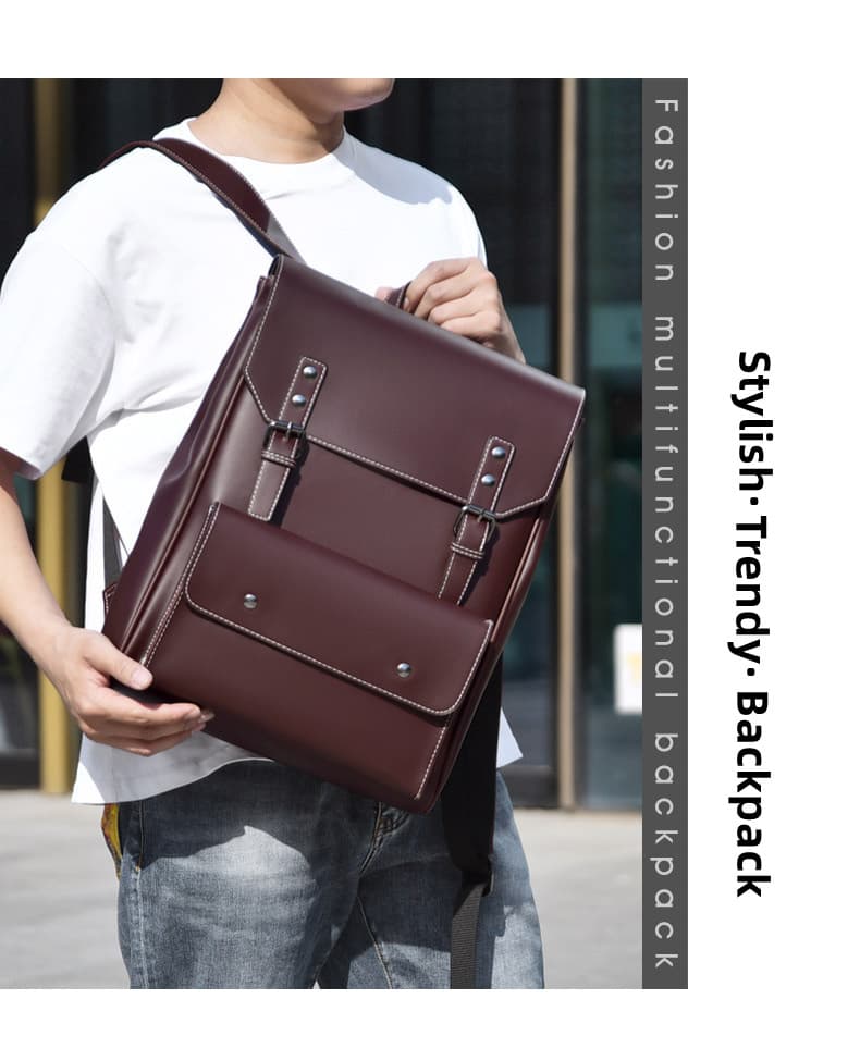 HTDS-S71778 Brown Leather Backpack Model Display