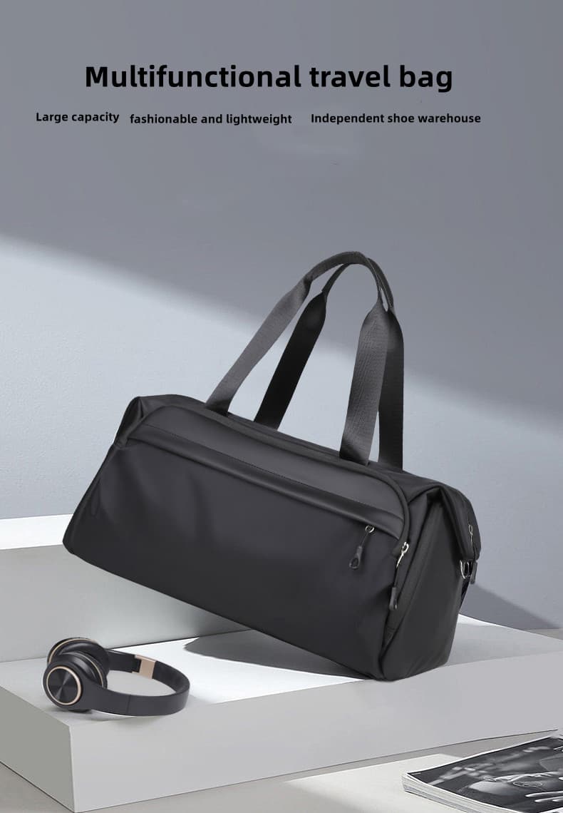 T19 Black Mens Travel Duffle Bag