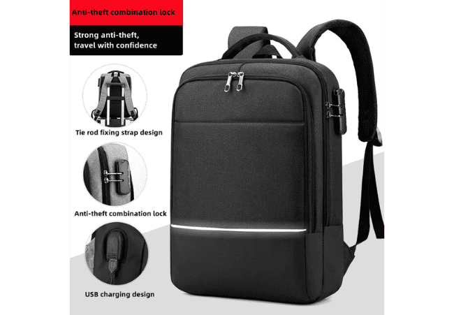 XYZ-6354 Black Travel Anti Theft Backpack