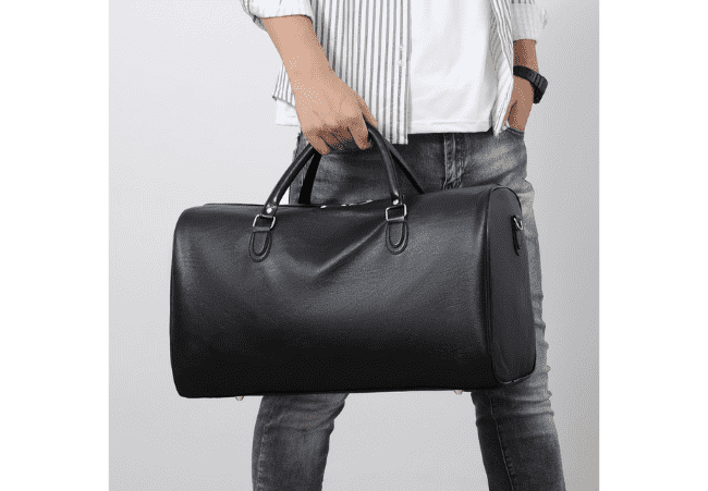 ZMN-1997 Black Mens Leather Duffle Bag Model Display