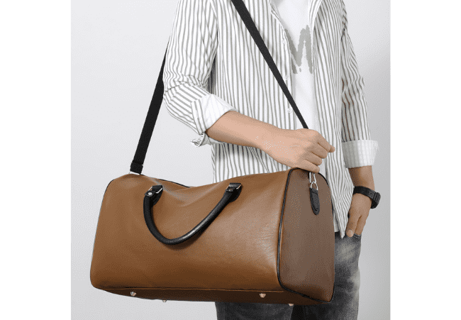 ZMN-1997 Brown Mens Leather Duffle Bag Model Display