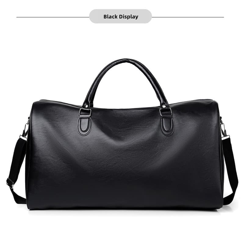 ZMN-1997 Black Mens Leather Duffle Bag Color Display