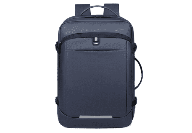 Men's Blue Leather Laptop Backpack