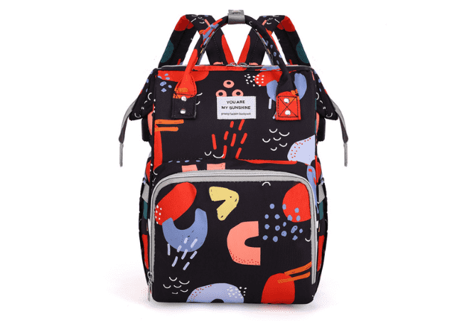 Black Graffiti Printed Diaper Bag