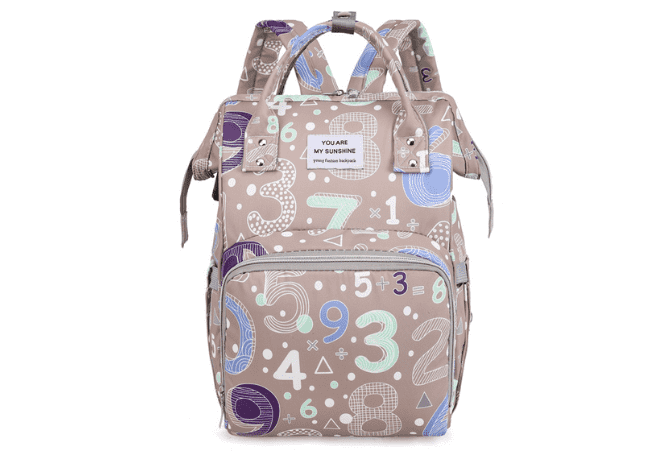 Khaki Numbers Printed Diaper Bag