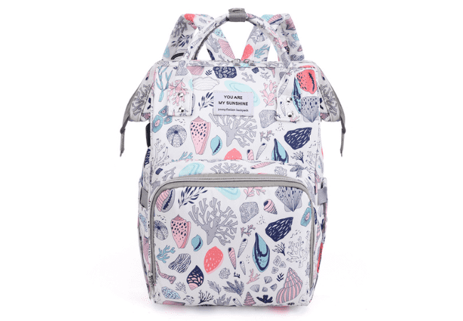 White Coral Sea Printed Diaper Bag