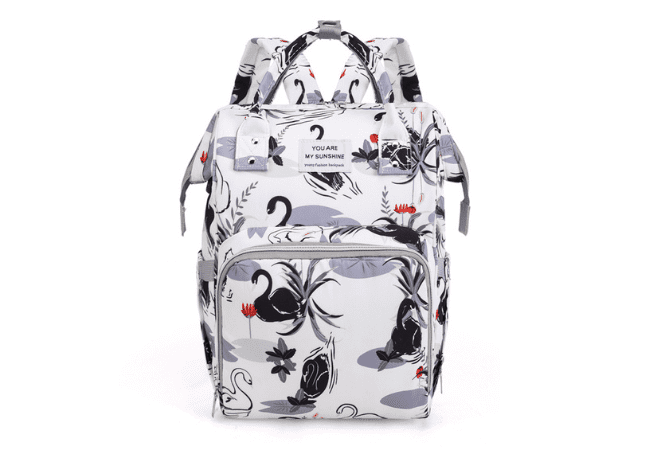 White Swan Printed Diaper Bag